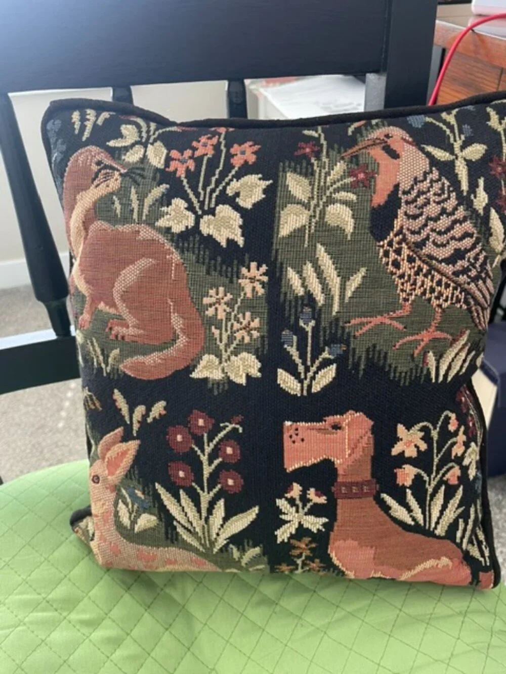 Vintage Robert Allen Woodland Animals Tapestry Throw Pillow